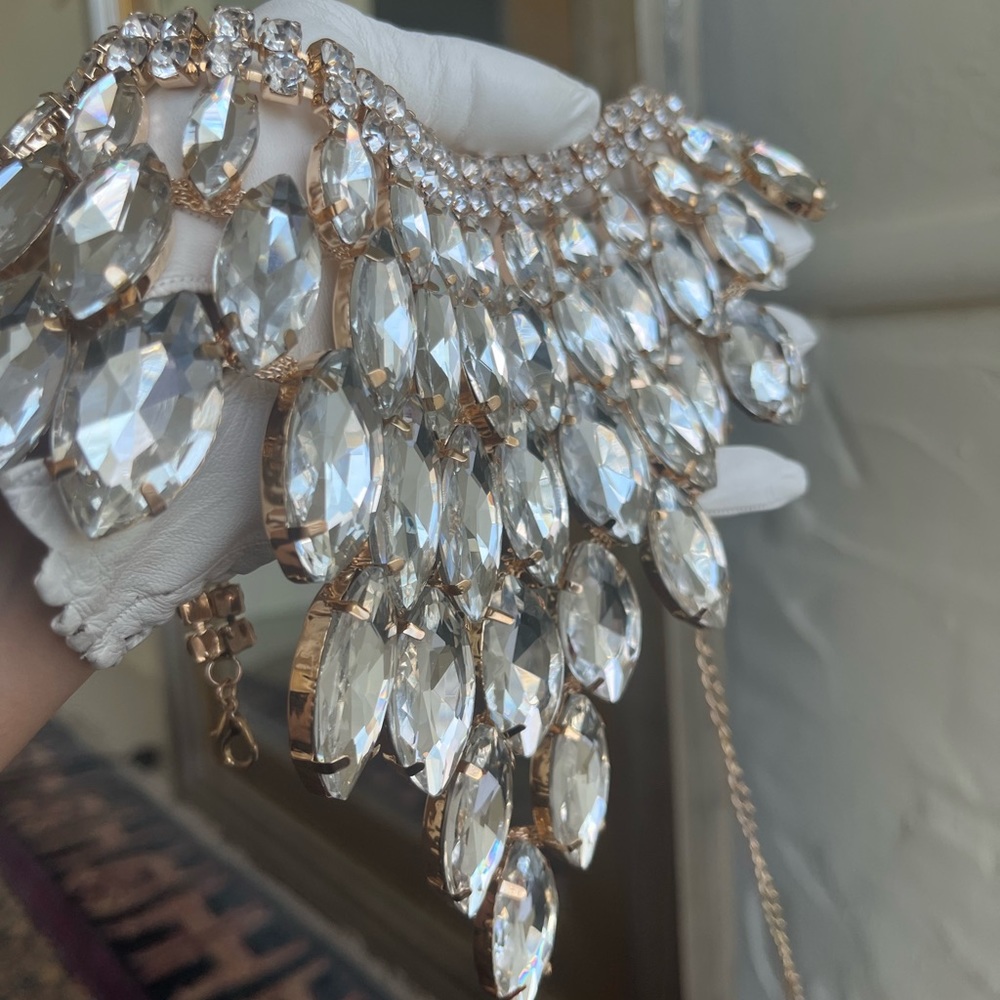 Vintage collar crystal necklace with gold clasp and adjustable length - Picture 5 of 16